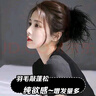 加恩倍 高級感鴕鳥毛中號羽毛抓夾女2025新款后腦勺發(fā)夾鯊魚夾毛毛發(fā)卡 黑色鴕鳥毛抓夾2個【9.5cm】 曬單實拍圖