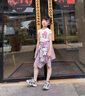 女童夏套裝2025新款女孩巨好看夏裝衣服夏季kt貓短袖半身裙兩件套 上衣+裙子【含公仔】 140 曬單實(shí)拍圖