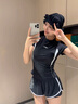 JCZS泳帽大頭圍長發(fā)2025新款不勒頭女士可愛顯臉小超大號不壓頭游泳帽 黑色【長發(fā)專用/高彈不勒頭】 曬單實拍圖