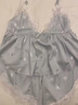 TFZF性感真絲睡衣女夏季純欲風(fēng)帶胸墊桑蠶絲吊帶家居服禮盒四件套裝 藍(lán)色-吊帶短褲長(zhǎng)袖長(zhǎng)褲+禮盒裝 M （80-100斤） 曬單實(shí)拍圖