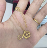 周六福（ZLF）七夕禮物  黃金套鏈女款足金閃砂夢幻森林系列閃耀蝶花鏈墜 計(jì)價(jià) 40+5cm-3.94g 曬單實(shí)拍圖