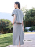 香影灰色休閑運動套裝女2025夏裝新款泡泡袖t恤衛(wèi)裙半身裙兩件套 中灰 M 160/84A/95-110斤 曬單實拍圖