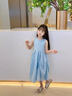 女童連衣裙2025新款夏季超好看公主裙女孩棉布背心裙兒童度假裙子 藍(lán)色 140 曬單實(shí)拍圖