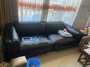 支吾曜石皮沙發(fā)客廳直排進(jìn)口油蠟皮 曜石黑接觸面真皮 大三人位 2.57m 曬單實(shí)拍圖
