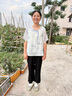 俞兆林媽媽夏裝套裝50-60歲洋氣2025新款中老年人女新中式t恤老太太衣服 藍色上衣+米色褲子 XL 建議80-105斤 曬單實拍圖