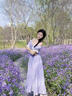 蕓蕁裙子女夏季2025新款溫柔風(fēng)茶歇法式泡泡袖紫色收腰長裙氣質(zhì)感蕾絲 紫色 S 曬單實(shí)拍圖