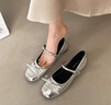 大東秘語(yǔ)銀色淺口芭蕾風(fēng)平底單鞋女2025年新款夏季配裙子法式圓頭瑪麗珍鞋 銀色 36 (230mm) 曬單實(shí)拍圖