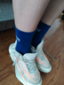 Skechers斯凱奇男女童抗菌運動襪子5對裝時尚純色簡約兒童中筒襪L225K084 藍/白/黃/灰/藍/0633 5雙 均碼 XL 曬單實拍圖