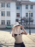 貓人防曬帽女夏季防紫外線全臉遮陽面罩護頸一體太陽帽戶外遮陽帽子女 米白色 均碼（56-60） 曬單實拍圖
