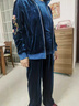 緹米媗中老年女裝秋裝休閑套裝媽媽裝春秋運(yùn)動(dòng)服金絲絨時(shí)尚拼接三件套 孔雀藍(lán)（213088三件套） 2XL 建議穿118-130斤 曬單實(shí)拍圖
