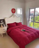 水星系列家紡100支長(cháng)絨棉結婚磨毛四件套純棉100婚慶紅色全棉床單被套陪嫁床品 羅馬假日-大紅 床單款 2.0床單四件套：被套220*240 曬單實(shí)拍圖