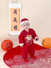 班喜迪嬰兒衣服秋裝嬰幼兒連體衣套裝寶寶周歲禮服春秋季喜慶新中式爬服 紅色 90 曬單實(shí)拍圖