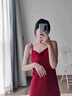 莫代爾夏天睡衣女冰絲性感法式感御姐純欲風(fēng)火辣吊帶睡裙女裙薄款 KA003-酒紅色(吊帶裙) L (建議95-110斤) 曬單實(shí)拍圖