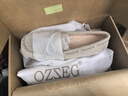 OZZEG澳洲豆豆鞋女秋夏季鏤空透氣平底單鞋真皮吸汗防滑軟底媽媽鞋一腳 羊灰色 38 曬單實拍圖