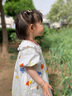 巴拉巴拉【XIAOLI筱李I(lǐng)P】童裝女童連衣裙夏裝純棉泡泡肌理印花裙 白黃色調(diào)00313 100cm 曬單實(shí)拍圖