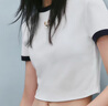 UR2025秋季新款女裝時尚修身短款貓咪刺繡短袖T恤UYY450078 本白 (修身款) M 曬單實拍圖