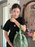 科羅恩（CNCROWN）飯盒手提包加厚耐用大容量保溫袋外出時(shí)尚便當包簡(jiǎn)約上班 耐用加厚嫩芽綠色束口袋 曬單實(shí)拍圖