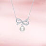 周六福S925銀蝴蝶結項鏈珍珠吊墜女生日禮物X0614692 6.5-7mm 40+5cm 曬單實(shí)拍圖