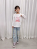 班尼路童裝女童t恤純棉兒童長袖衣服2025年秋裝中大童打底衫女孩上衣 果綠 BNL愛心糖果兔 110 曬單實拍圖
