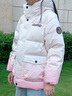 波司登（BOSIDENG）25年新款男女兒童短款5A抗菌4防面料大兜連帽羽絨服T250246915DS 【店長推薦】雪粉漸變|9BN6 140 /64 約 130-140cm 30kg 曬單實拍圖