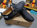 西域駱駝（VANCAMEL）意大利進(jìn)口高檔真軟皮休閑鞋皮鞋男軟底軟面一腳蹬駕車(chē)懶人豆豆鞋 黑色 標準皮鞋碼 40 曬單實(shí)拍圖