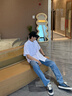 Calvin KleinJeans【涼感】25春夏新款男士休閑通勤ck修身直筒牛仔褲4RAB703 UL9-牛仔淺藍(lán) 32 曬單實(shí)拍圖