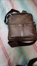 袋鼠牛皮單肩包男商務(wù)斜挎包真皮小背包男士小掛包休閑豎款斜肩包 棕色大號+禮品 曬單實(shí)拍圖