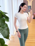 Aisunstyle歐美裸感瑜伽服褲女春夏款高端緊身高腰提臀彈力速干運動(dòng)健身服褲 森林綠 元氣新增色 L 曬單實(shí)拍圖