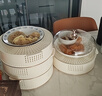 艾仕可蓋菜罩子餐桌罩飯菜罩透氣鏤空食物遮塵防蒼蠅家用多層收納架神器 鏤空菜罩奶油白（四罩 一蓋） 5層 曬單實拍圖