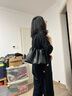 半坡飾族如愿云朵包小號 頭層牛皮腋下單肩2025新款垃圾袋斜挎包 墨碳黑930（小號） 曬單實拍圖