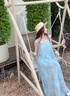 拉夏貝爾（La Chapelle）法式仙立體花朵吊帶連衣裙女2025夏季海邊度假絕美網(wǎng)紗碎花長裙 碎花 S （105斤內(nèi)） 曬單實拍圖