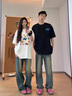 MDlila抽象涂鴉小狗情侶裝夏裝季一男一女短袖2025新款t恤套裝定制班服 男白+女白 L 男+女M 曬單實(shí)拍圖