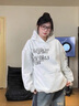 LDBE潮牌字母印花連帽衛(wèi)衣女秋冬2025新款爆款寬松美式復(fù)古上衣外套潮 白灰色 M 【80-100斤】 曬單實(shí)拍圖