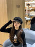十竹貝雷帽女夏季薄款八角帽大頭圍時(shí)尚洋氣前進(jìn)報童帽顯臉小鴨舌帽 黑色【不挑臉型/氣質(zhì)百搭】 曬單實(shí)拍圖