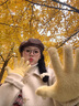 十竹針織手套女秋冬25年新款純色毛絨絨長款騎行露指觸屏加厚防寒保暖 黃色【加長款護腕】 曬單實拍圖