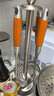 Jidaocook304不銹鋼花梨木廚具套裝家用鍋鏟廚房鏟勺鍋鏟家用炒菜鏟子 四件套含架子(粥勺+鍋鏟+漏勺+煎鏟) 曬單實拍圖