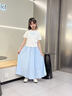 優(yōu)優(yōu)1點(diǎn)（Yoyo one）女童半身裙夏季2025新款女大童a字裙冰絲氣質(zhì)長裙兒童夏裝裙子薄 4520藍(lán)色 150 150cm 曬單實(shí)拍圖