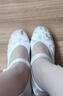 啄木鳥(niǎo)中國風(fēng)素色繡花鞋新款布鞋女軟底內增高茶服鞋復古旗袍鞋漢服鞋夏 白色 34 曬單實(shí)拍圖