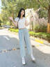 雪中飛休閑褲子女夏季薄款2025新款韓系蘿卜褲小個子高腰顯瘦直筒九分褲 霧藍(lán)色538F(純色) L -165/70A-推薦115-130斤 曬單實拍圖