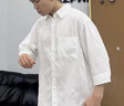 馬克華菲夏季薄款高端短袖襯衫男士新款休閑百搭亞麻涼感七分袖上衣男 T201白色 XL 曬單實(shí)拍圖