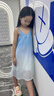 法式親子裝三亞沙灘海邊漸變色三口四口波西米亞母女吊帶裙母子裝 藍(lán)色(連衣裙) 130 童 曬單實拍圖