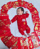 G.DUCKKIDS滿月寶寶衣服純棉男女新生兒連體衣紅百天嬰兒衣服秋冬喜慶春秋款 紅單層神龍帶福--含帽+襪 春秋款 66cm 曬單實(shí)拍圖