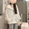 SNYDER WEAR2025年針織開衫夏季薄款外套韓版休閑外搭寬松學(xué)院風(fēng)防曬罩衫上衣 白色 薄款 S (建議75-95斤) 曬單實(shí)拍圖