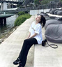 卡圖弛 vintage潮牌微喇叭休閑褲男夏季高街百搭vibe長褲子美式潮流西褲 黑色 XL 曬單實(shí)拍圖