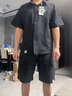 大嘴猴（paul frank）泡泡紗襯衫短褲兩件套男士夏季薄款休閑運(yùn)動(dòng)涼感冰絲上衣褲子服裝 黑色 【夏季薄款】 XL 【建議130-145斤】 曬單實(shí)拍圖