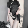 浪莎性感旗袍純欲內(nèi)衣性感睡衣女情趣連體后媽包臀裙夫妻調(diào)情約會(huì)戰(zhàn)袍 黑色提花旗袍 均碼 80-125斤 曬單實(shí)拍圖