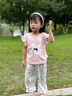 巴帝巴帝夏季嬰幼兒童純棉套裝女童短袖T恤褲子套裝輕薄透氣 調皮兔 100 曬單實拍圖