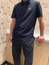 Walker Shop輕奢運(yùn)動(dòng)套裝男夏季新款戶(hù)外絲滑無(wú)痕壓膠冰絲夏季短袖翻領(lǐng)兩件套 深藍(lán)色 XL 【建議140-155斤】 曬單實(shí)拍圖