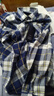 云廷襯衫男長(cháng)袖純棉格子免燙商務(wù)磨毛全棉春秋厚款休閑襯衣加大碼男裝 XN3216 深藍白格 41 【建議135-148斤】 曬單實(shí)拍圖
