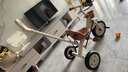 麥豆三輪車兒童三輪車1-3-6歲自行車嬰幼兒推車寶寶玩具手推車學(xué)步車 鈦空輪手推大S米咖色 曬單實(shí)拍圖